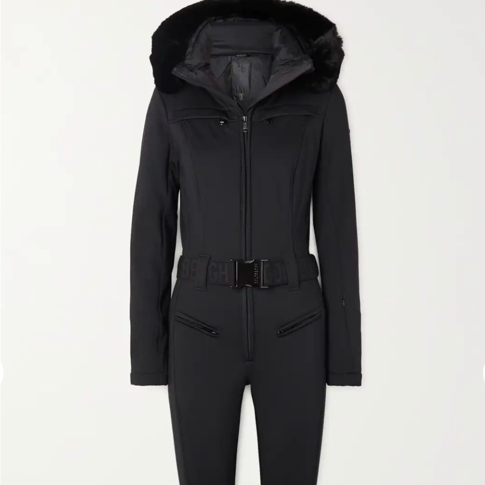 GOLDBERGH
Parry belted hooded faux fur-trimmed ski suit 
Size small